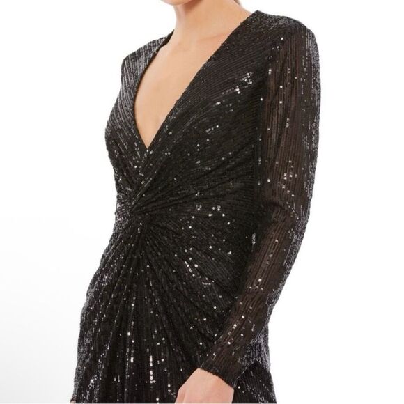 NWT Ieena for Mac Duggal Sequin Knotted Long Sleeve Midi Dress 26549 10 Party - Picture 4 of 11